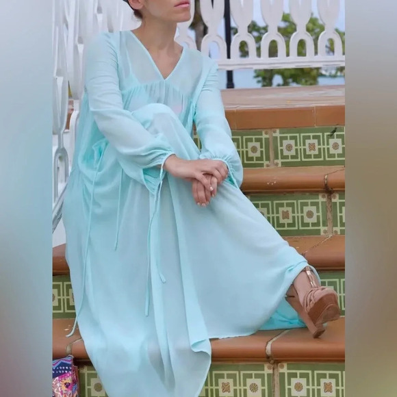Maje Rutabaga Menthe Chiffon Maxi dress, size “2”  (6/8 fits large) - Picture 3 of 14